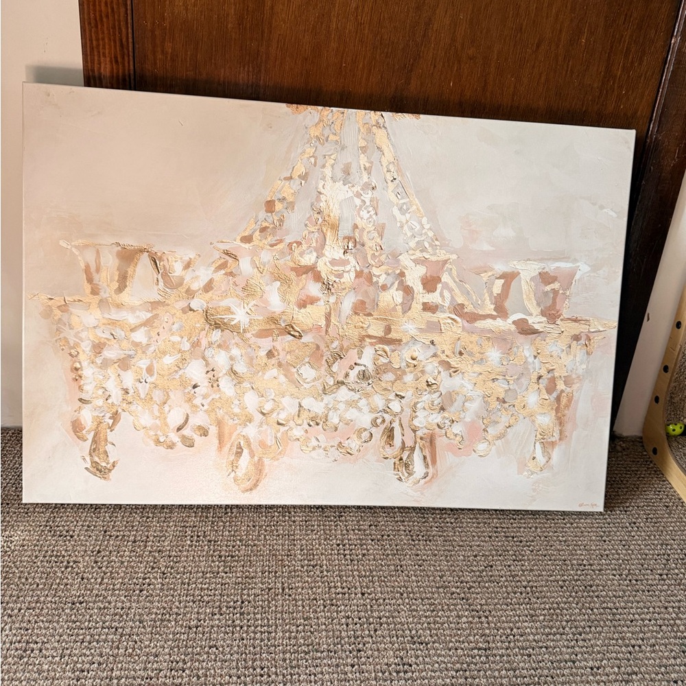 Willa Arlo Interiors Gold and Cream Chandelier Art Print